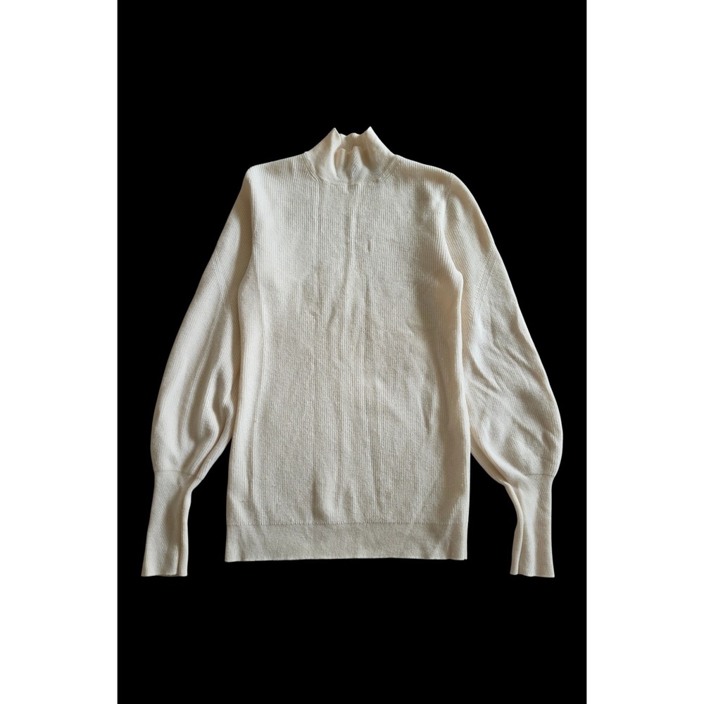 THEORY Merino Cream Old Money Minimalist Quiet Luxury Turtleneck Sweater sz S